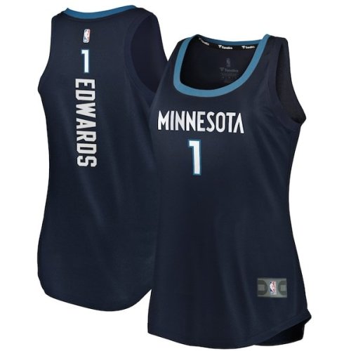 Anthony Edwards Minnesota Timberwolves Fanatics Branded Women's Fast Break Tank Jersey - Icon Edition - Navy