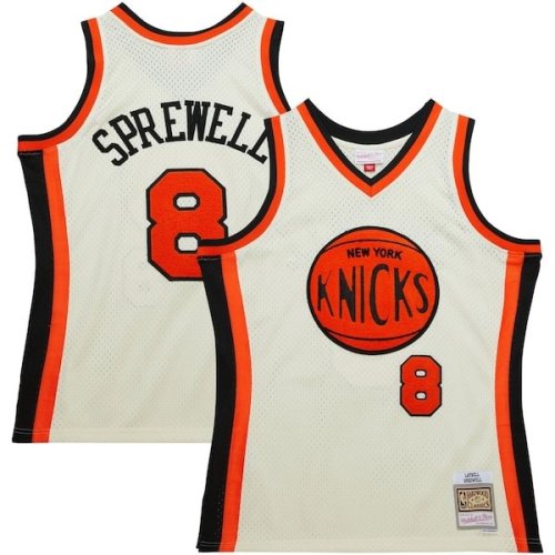 Latrell Sprewell New York Knicks Mitchell & Ness Chainstitch Swingman Jersey - Cream