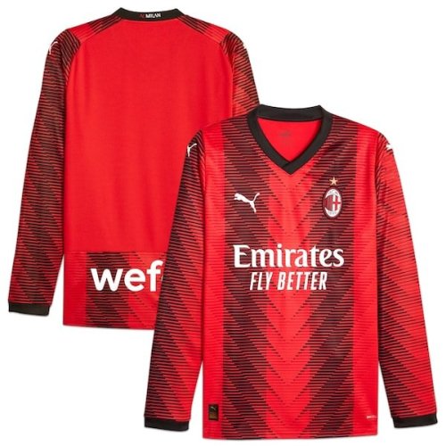 AC Milan Puma 2023/24 Home Replica Long Sleeve Jersey - Red