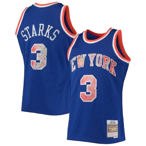 John Starks New York Knicks Mitchell & Ness 1991/92 Hardwood Classics NBA 75th Anniversary Diamond Swingman Jersey - Blue