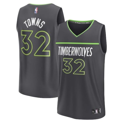 Karl-Anthony Towns Minnesota Timberwolves Fanatics Branded Fast Break Replica Player Jersey - Statement Edition - Anthracite