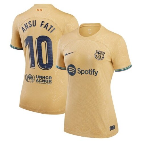 Ansu Fati Barcelona Nike Women's 2022/23 Away Breathe Stadium Replica Player Jersey - Yellow