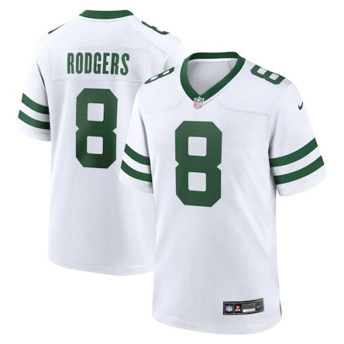 Aaron Rodgers New York Jets Nike Legacy Player Game Jersey - White/Black/Green