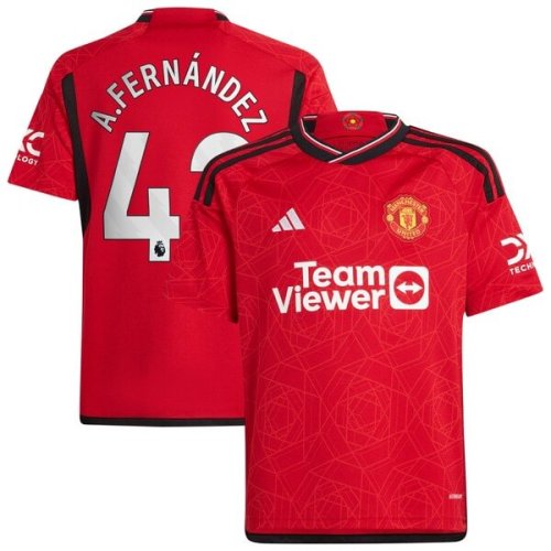 Alvaro Fernández Manchester United adidas Youth 2023/24 Home Replica Player Jersey – Red