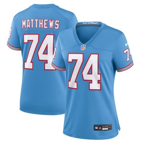 Bruce Matthews Tennessee Titans Nike Women's Oilers Throwback Retired Player Game Jersey - Light Blue/Navy