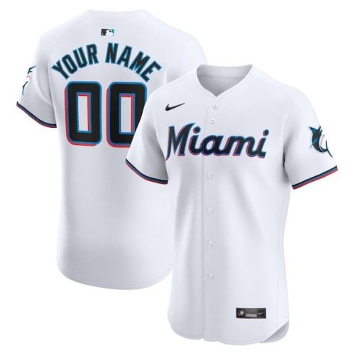 Miami Marlins Nike Home Elite Custom Jersey - White