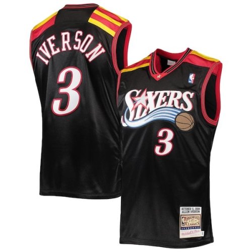 Allen Iverson Philadelphia 76ers Mitchell & Ness 2006 Hardwood Classics Authentic Jersey - Black/Red/White