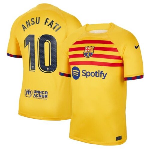 Ansu Fati Barcelona Nike Youth 2022/23 Fourth Breathe Stadium Replica Player Jersey - Yellow