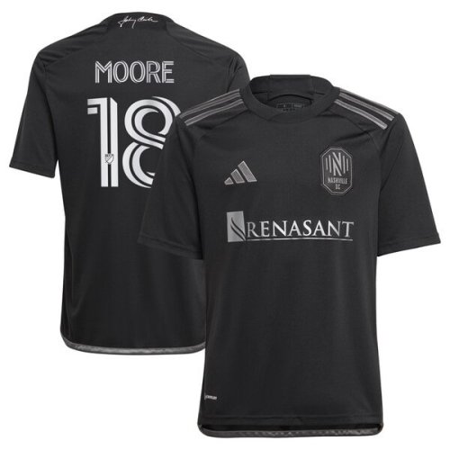 Shaq Moore Nashville SC adidas Youth 2024 Man In Black Kit Replica Player Jersey - Black