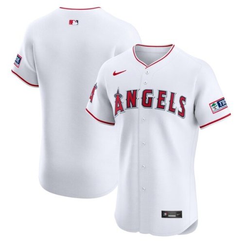Los Angeles Angels Nike Home Elite Patch Jersey - White