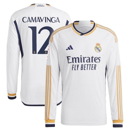 Eduardo Camavinga Real Madrid adidas Home 2023/24 Authentic Long Sleeve Jersey - White
