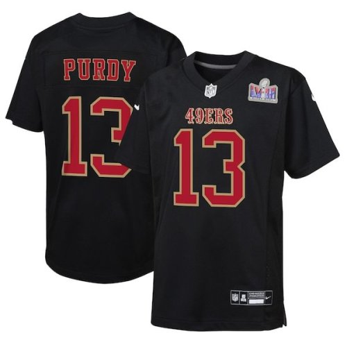 Brock Purdy San Francisco 49ers Nike Youth Super Bowl LVIII Patch Carbon Fashion Game Jersey - Black