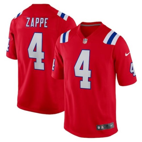 Bailey Zappe New England Patriots Nike Alternate Game Player Jersey - Red/Navy/White