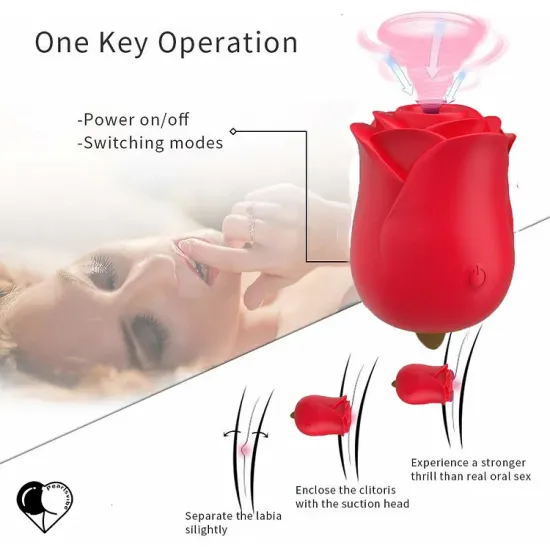 Pearlsvibe Silicone Rose Clitoral Suction Vibrator Sex Toys