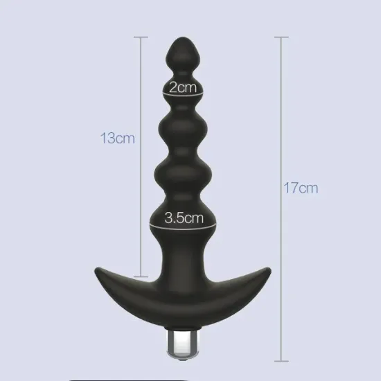 Vibrating Anal Beads Butt Plug - Flexible Silicone 10 Vibration Modes Graduated Design Anal Sex Toy