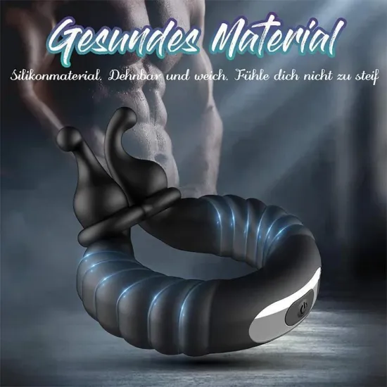 Pearlsvibe Vibrating Dual Penis Ring Dildo Stretchy Cock Ring Longer Harder Sex Toys