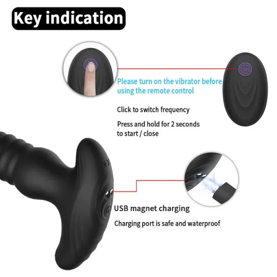 Wireless Remote Telescopic Vibrating Butt Plug Anal Sex Toys Prostate Massager