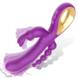3 in 1 Rabbit Vibrator  with 10 Powerful Vibration Modes Dildo for Women Adult Sex Toys