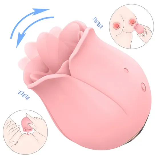 Pearlsvibe Rose Vibrator Tongue Licking Oral Chest G Spot Nipple Clitoris Stimulator Female Orgasm Masturbator