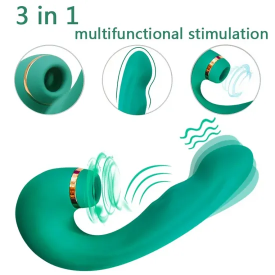 Pearlsvibe 3 in 1 Clitoral Suction 10 Vibration Modes G-Spot Vagina Stimulator