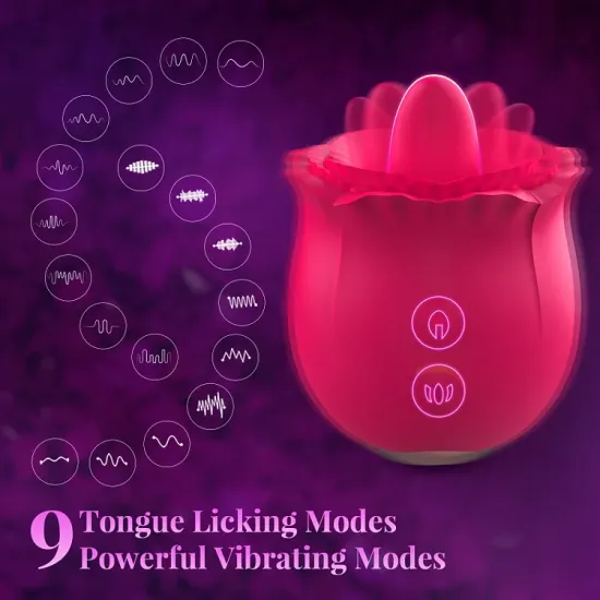 Pearlsvibe Vibrating Tongue Rose Vibrator 2 In 1 Rossi Rose Tongue Licking Vaginal Clit Stimulator