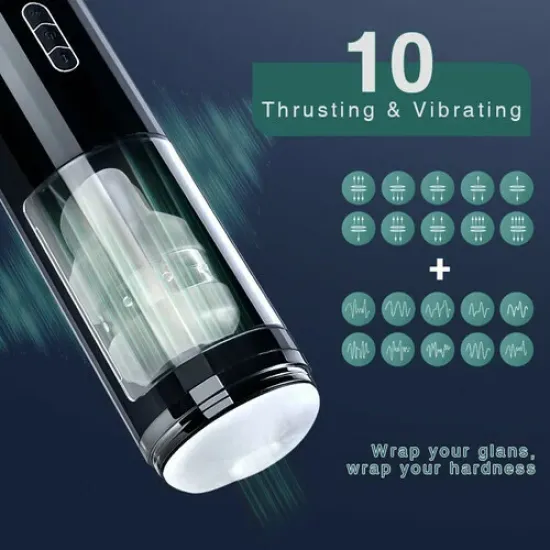Pearlsvibe Edging 10 Powerful Thrusting&Vibrating Automatic Male Masturbator Cup