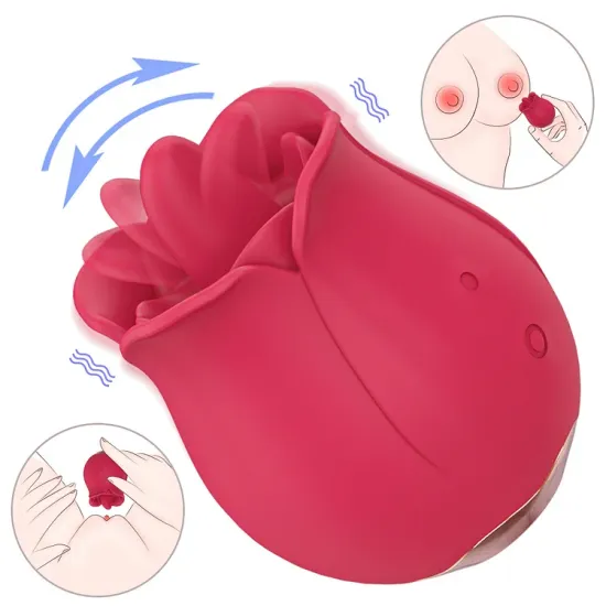 Pearlsvibe Rose Vibrator Tongue Licking Oral Chest G Spot Nipple Clitoris Stimulator Female Orgasm Masturbator