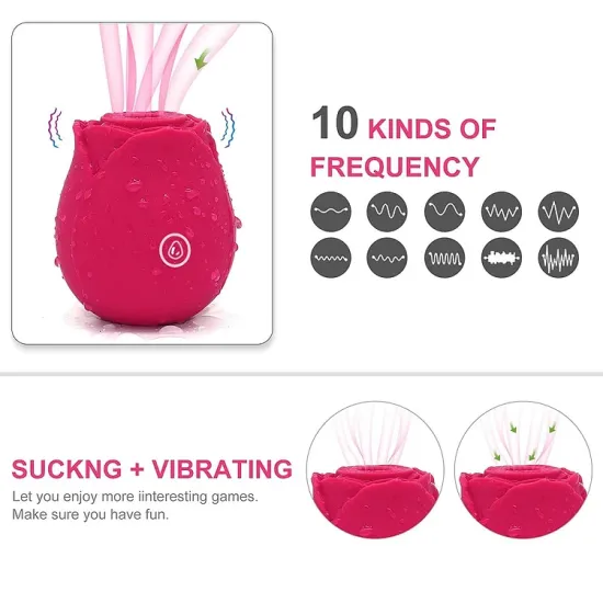 Pearlsvibe Vibrators For Women Rose Sucking Nipple Oral Licking Clitoris Stimulation Vibrator Aldult
