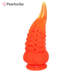 Pearlsvibe Silicone Tentacle Dildos for Anal Sex Toys Prostate Massage Buttplug Monster Penis for Women Orange