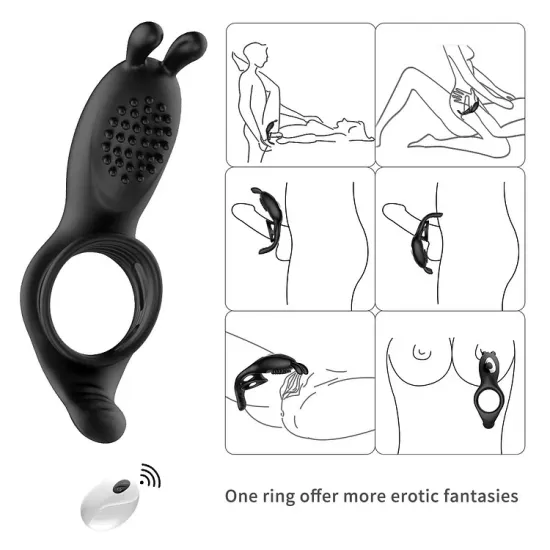 9 Frequency Vibrating Rabbit Ear Cock Ring