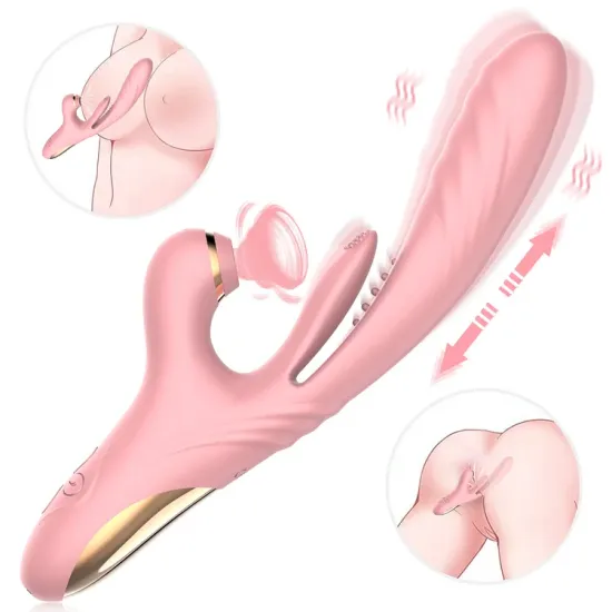 3 in 1 Suction & Thrusting Vibrator With Tongue For Clitoris & G-spot