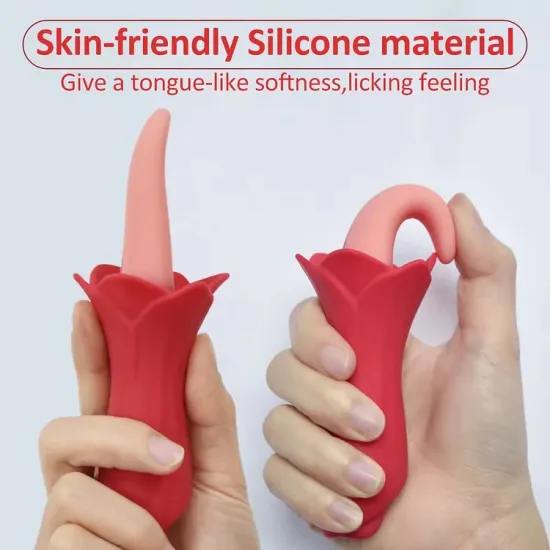 Pearlsvibe Rose Tongue Vibrating Stick Vaginal Licking Clitoris Stimulator