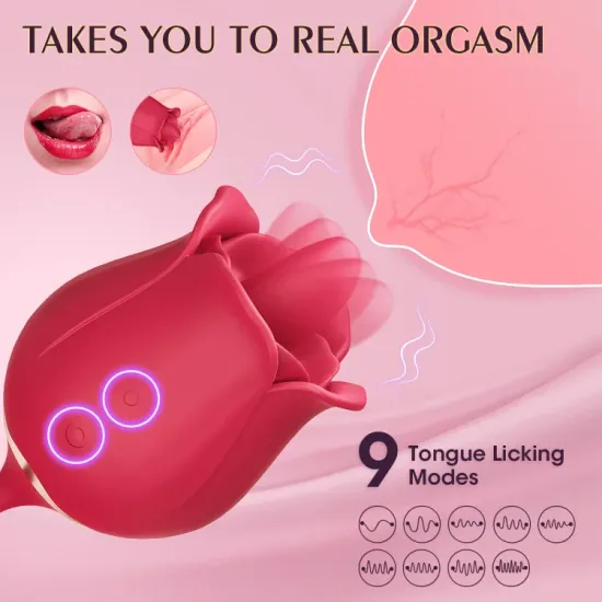 Pearlsvibe Rose Toy Vibrator Female Telescopic Egg Jumping  Tongue Licker Sex Toys