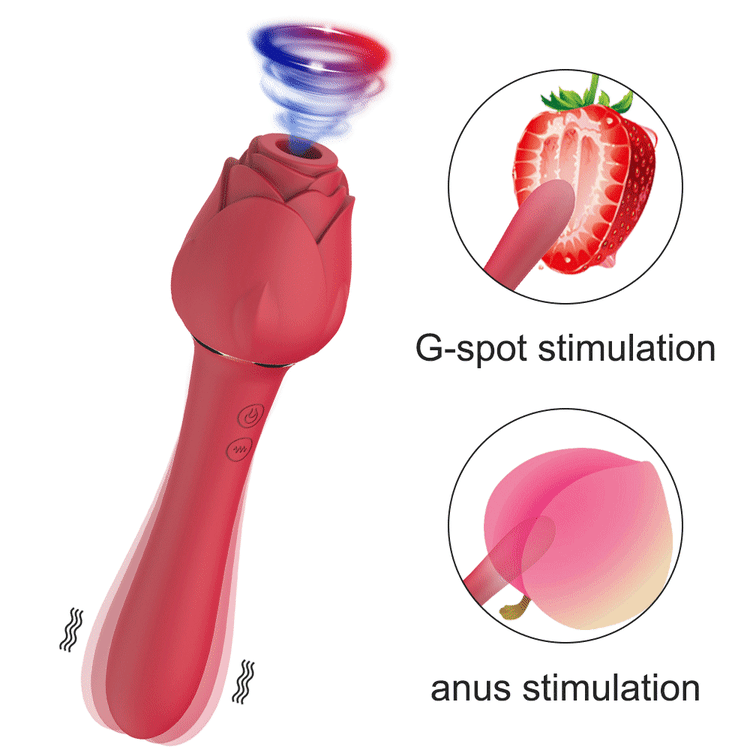 Rose Vacuum Sucking Dildo Vibrator Nipples Oral Clit Sucker