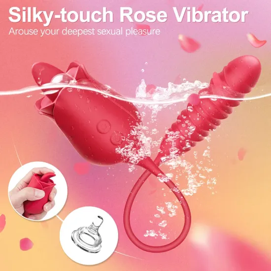 Rosie Tongue-licking Rose Toy With Pulsating Bullet Vibrator