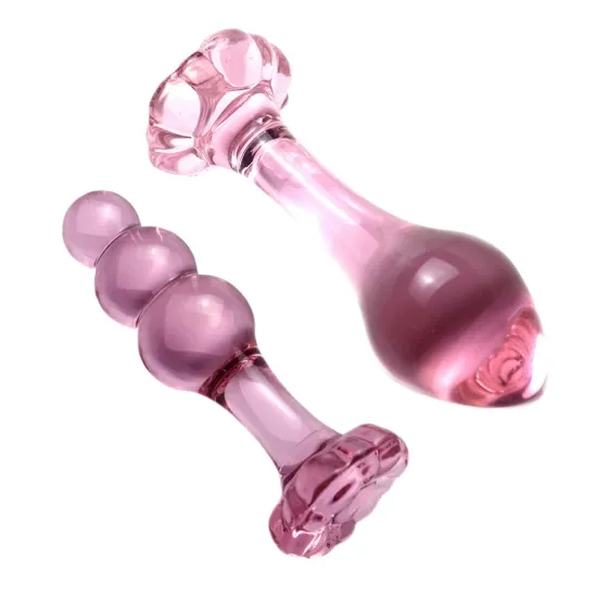 Pearlsvibe Glass Anal Plug Sex Stick  Backyard Chrysanthemum String Female Masturbation