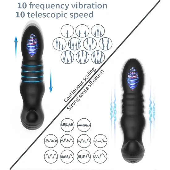 Wireless Remote Telescopic Vibrating Butt Plug Anal Sex Toys Prostate Massager
