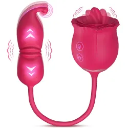 Pearlsvibe 3 In 1 Rose Toy Clit Licking Toy Dildo Tongue G Spot Clitoral Nipple Vibrator Adult Toy