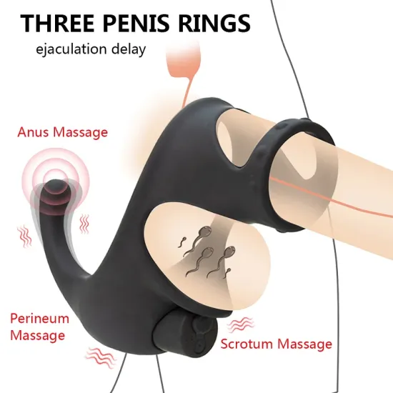 Pearlsvibe Double Cock Rings Delay Ejaculation Vibrating Erection Ring