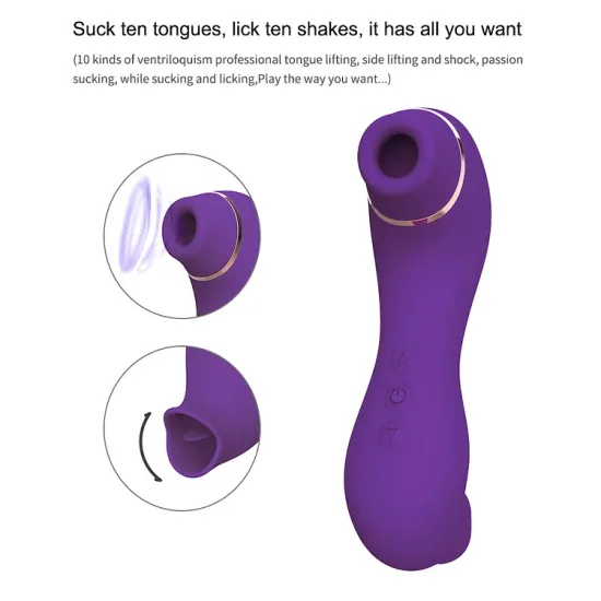 Clitoral Sucking & Licking G Spot Vibrator for Double Stimulation, Clit Tongue Stimulator Vaginal Breast Nipple Massager