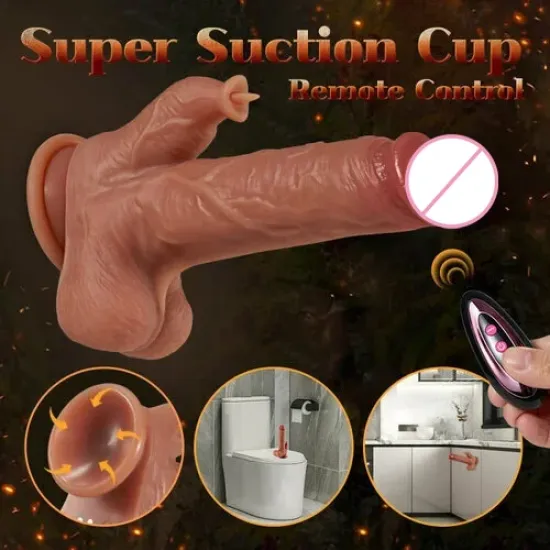 Pearlsvibe Reed 9 Vibrating Tongue Licking 3 Thrusting & Swing Heating 8.67 Inch Realistic Dildo