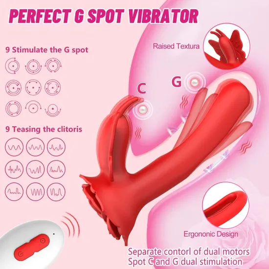3 In 1 Rose Butterfly Flapping Vibrator G-spot Clitoral Stimulator