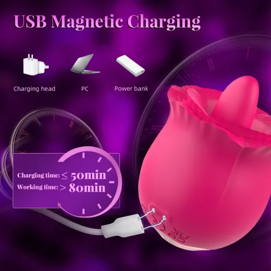 Pearlsvibe Vibrating Tongue Rose Vibrator 2 In 1 Rossi Rose Tongue Licking Vaginal Clit Stimulator