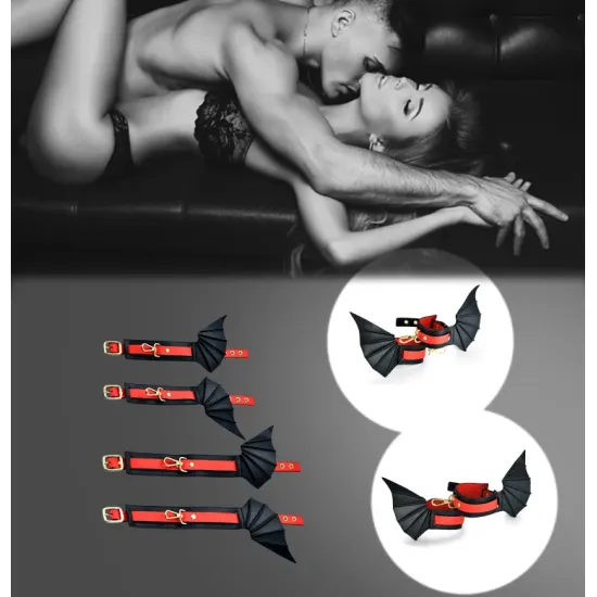 Bat Wing Leather Bdsm Bondage Handcuffs Sex Toy