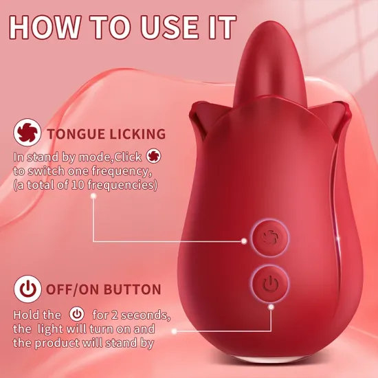 Pearsvibe Rose Tongue Licking Toy Clitoral Nipple Stimulator For Women