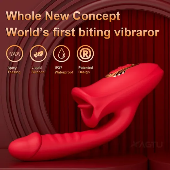 Rose Mouth Shaped Lip Biting Vibrator With G Spot Vibrator