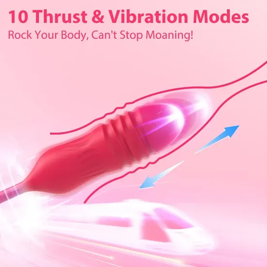 Pearlsvibe Rose Female Tongue Licking Egg Jumping Telescopic Masturbation Device Double-headed Vibrating Sex Toy