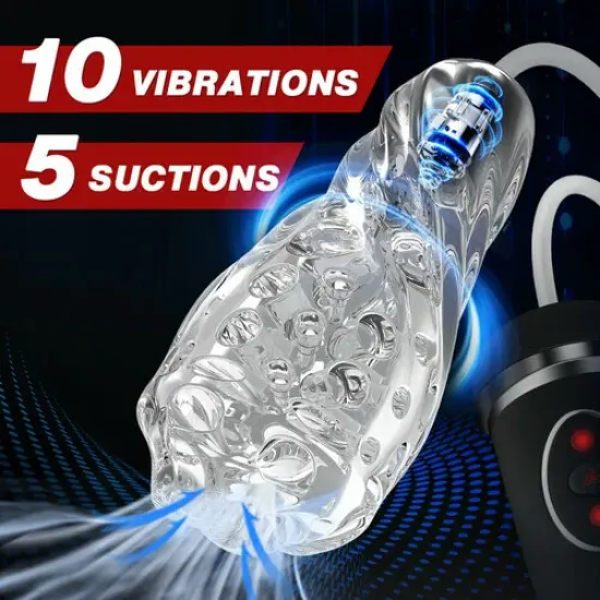 Trouble-Free 5 Suction 10 Vibration Blowjob Masturbation Cup