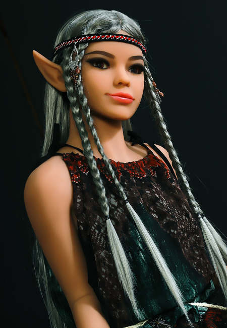 Fontaine - 5ft1(155cm) Ultra  Flat Chest Elf Sex Doll With Gray Hair
