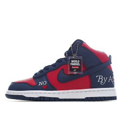 Supreme x Nike SB Dunk High "By Any Means" Red and Blue Sneakers